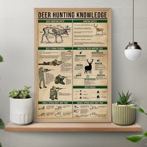 Deer Hunting Knowledge Vintage Poster, Deer Retro Art Print, Deer Hunting Poster, Knowledge Poster, Gift For Hunting Lover, Home Wall Decor