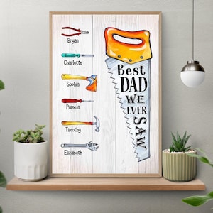 Unframed Personalized Best Dad Grandpa We Ever Saw Poster, Father&#39;s Day Gift for Dad From Daughter or Son, Dad&#39;s Children Names, Birthday