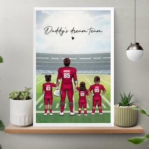 Póster de fútbol personalizado sin marco para papá e hijos, póster de fútbol del equipo de ensueño de papá, regalo personalizado para padre, regalo para abuelo, personalizado