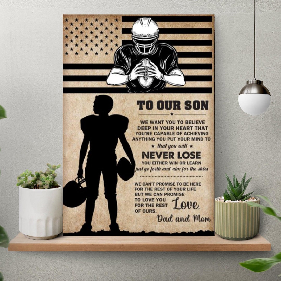 Custom Football Poster, to Our Son Love You From Mom Dad Poster, Custom ...