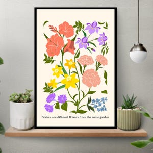 Unframed Custom Grandmas Garden Birth Flower Bouquet Poster, Custom Grandma Gift for Mom, Mother&#39;s Day Gift for Mom, Grandma&#39;s Garden