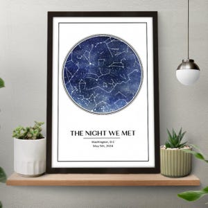 Affiche personnalisée sans cadre de carte des étoiles, carte des étoiles personnalisée, cadeau date de naissance, cadeau d'anniversaire personnalisé, impression de ciel nocturne le jour où vous étiez