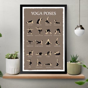 Unframed Yoga Poses Poster, Yoga Poses Reference Chart Wall Art, Surya Namaskar, Yoga Art Print, Yoga Art Print, Yoga Illustration,Yoga Gift