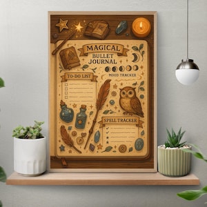 Unframed Retro Magic Halloween Poster, Magic Bullet Journaling Wall Art, Witchcraft Poster, Gothic Dark Academia Print, Halloween Home Decor