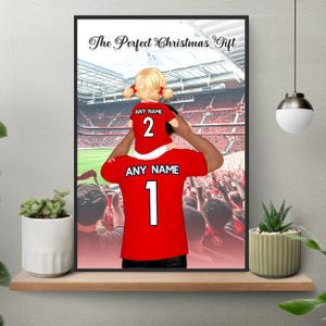 Personalized Gift for Sports Dad from Kids, Dads Dream Team, Father&#39;s Day Gift, Custom American Football Family Portrait, Gift for Husband
