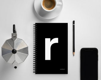 Letter spiral notebook - ‘r’ - black