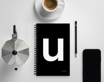 Letter spiral notebook - ‘u’ - black