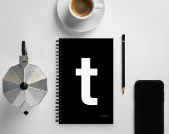 Letter spiral notebook - ‘t’ - black