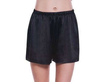 silk shorts black