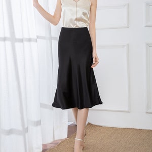Lepton 100% Mulberry Silk Skirt - Black