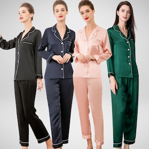 LEPTON 19mm 100% Women Long Sleeve Mulberry Silk Pajama Set