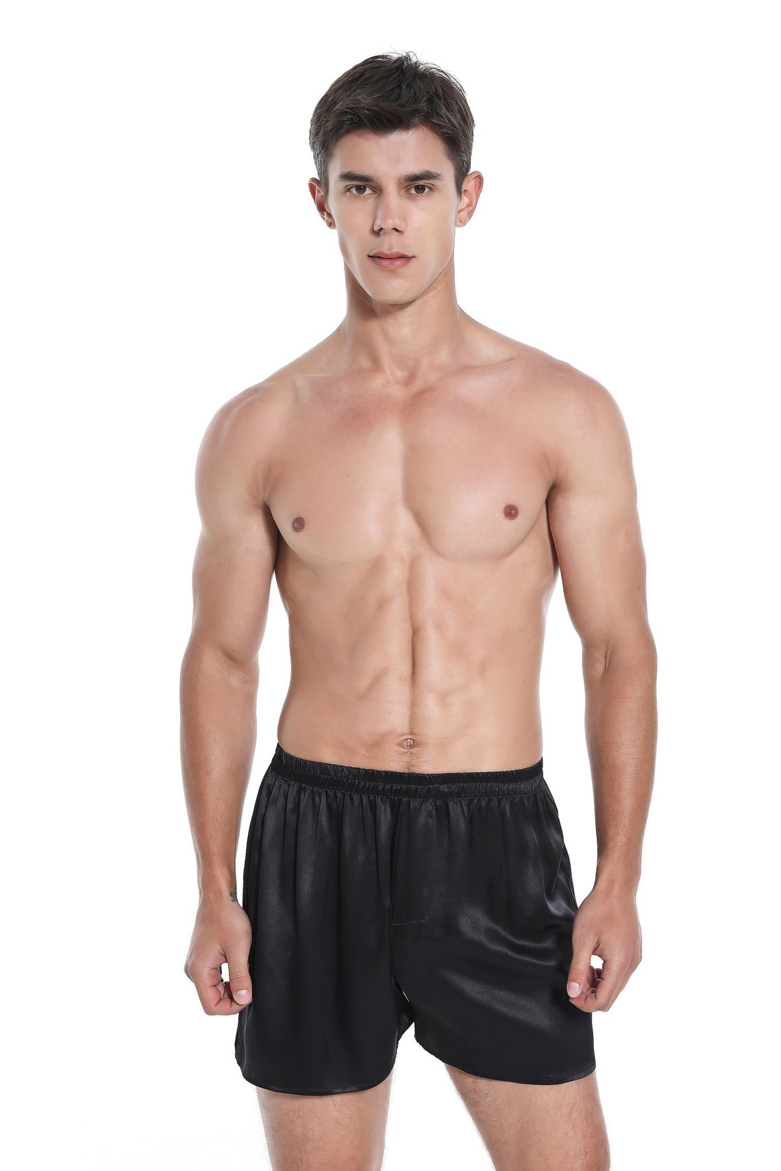 19mm MEN 100 Mulberry Silk Boxer Shorts Black Etsy