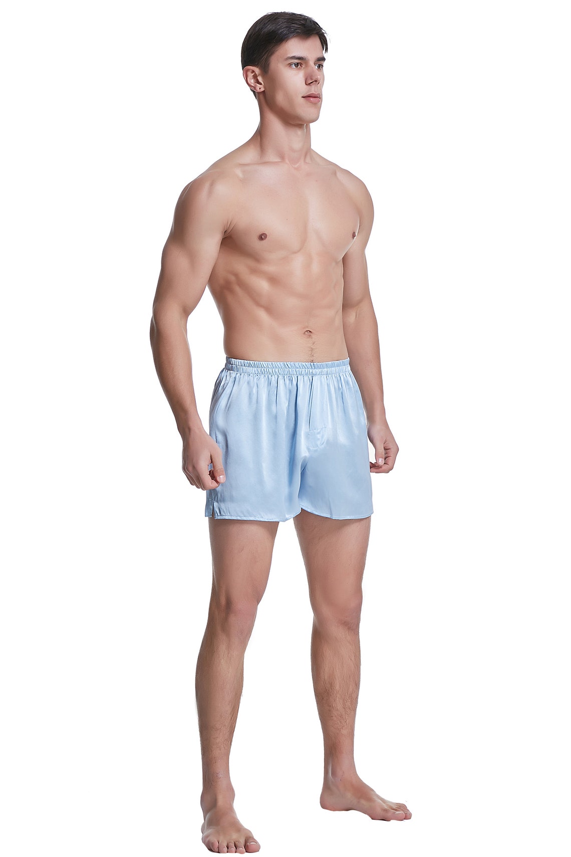 19mm MEN 100 Mulberry Silk Boxer Shorts Light Blue Etsy