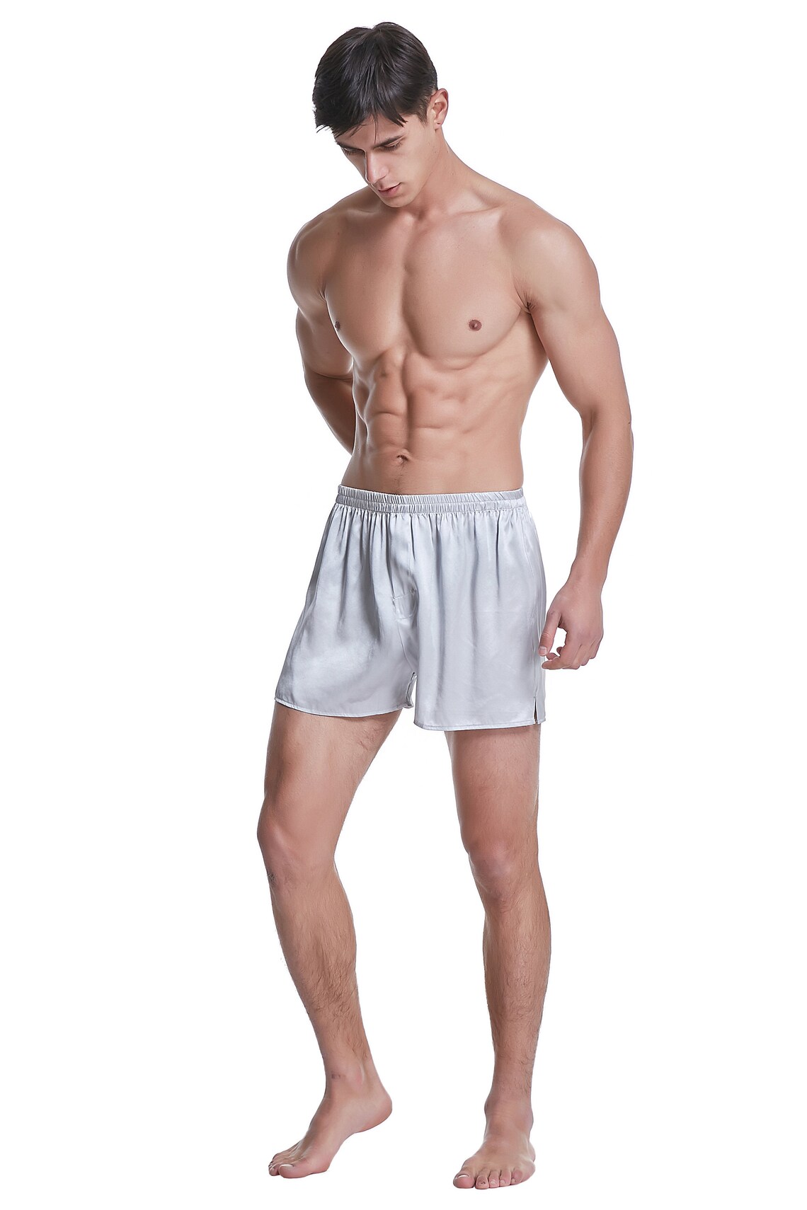 19mm MEN 100 Mulberry Silk Boxer Shorts Grey Etsy UK