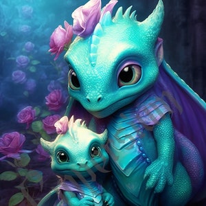 Baby Dragon Art Prints, Downloadable Dragon Prints, Fantasy Nursery Decor, Dragon Themed Wall Art, Magical Creatures Digital Prints.