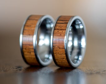 Wood wedding band, Wood Ring, Wood inlay Ring, tungsten carbide Ring, tungsten wood ring, Wooden Ring, Mens wood, 5 Year Anniversary, SILO