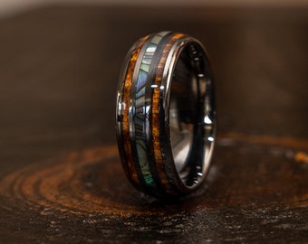 Black Wood Ring, Wooden Ring for Men, wooden wedding Ring, Wood Wedding Band, Whiskey barrel, Wood Ring, Black, Wedding Band, 8mm ring,BDAM