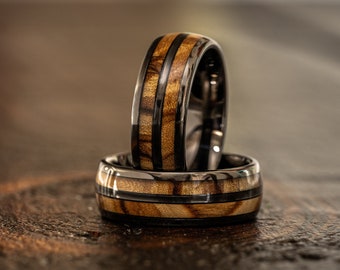 Black Wood Ring, Wooden Ring, wooden wedding Ring, Wood Wedding Band, Olive wood, Wood Ring, mens wood ring, Wedding Band, 8mm ring