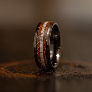 Antler ring with whiskey barrel, Whiskey Barrel ring, antler wedding ring, wooden wedding Ring, whisky barrel ring, deer antler ring