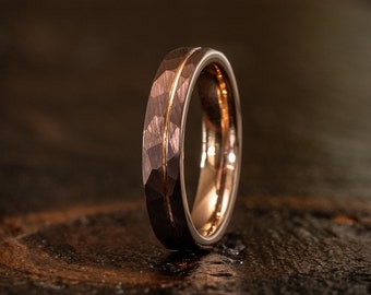 Womens Black wedding Ring, Black and gold Ring, Tungsten Carbide Ring, womens Wedding Band, Black Ring, tungsten Ring, Wedding Band, wgt