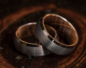 Silver Tungsten whiskey barrel ring, Wood Ring, Wooden Ring,wooden wedding Ring, Wood Wedding Band, Whiskey barrel, Wood Ring, mens wood