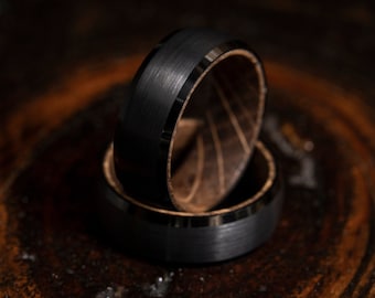 Black Wolfram Whisky Fassring, Holzring, Holzring, hölzerner Ehering, Holzring, Whiskyfass, Holzring, Herrenring Holz