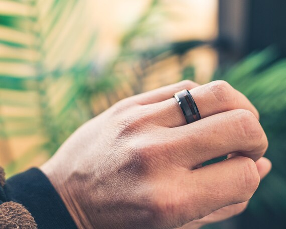 Black Wood Ring Wooden Ring for Men wooden wedding Ring Wood Wedding Band Ironwood Wood Ring Black Ring Wedding Band 8mm ring BDAM