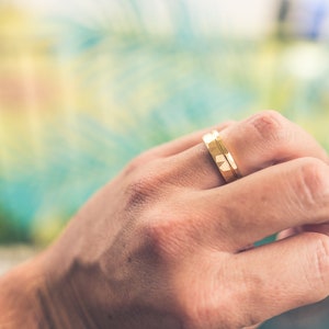 Yellow gold tungsten Hammered wedding Ring, Hammered Brushed Tungsten gold Band, gold hammered ring, Mens Ring, 8mm Tungsten, Wedding Band image 4
