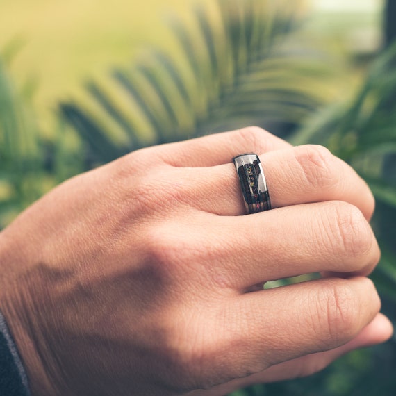 Black Opal Wood Ring Opal wood ring Wooden Ring for Men Etsy
