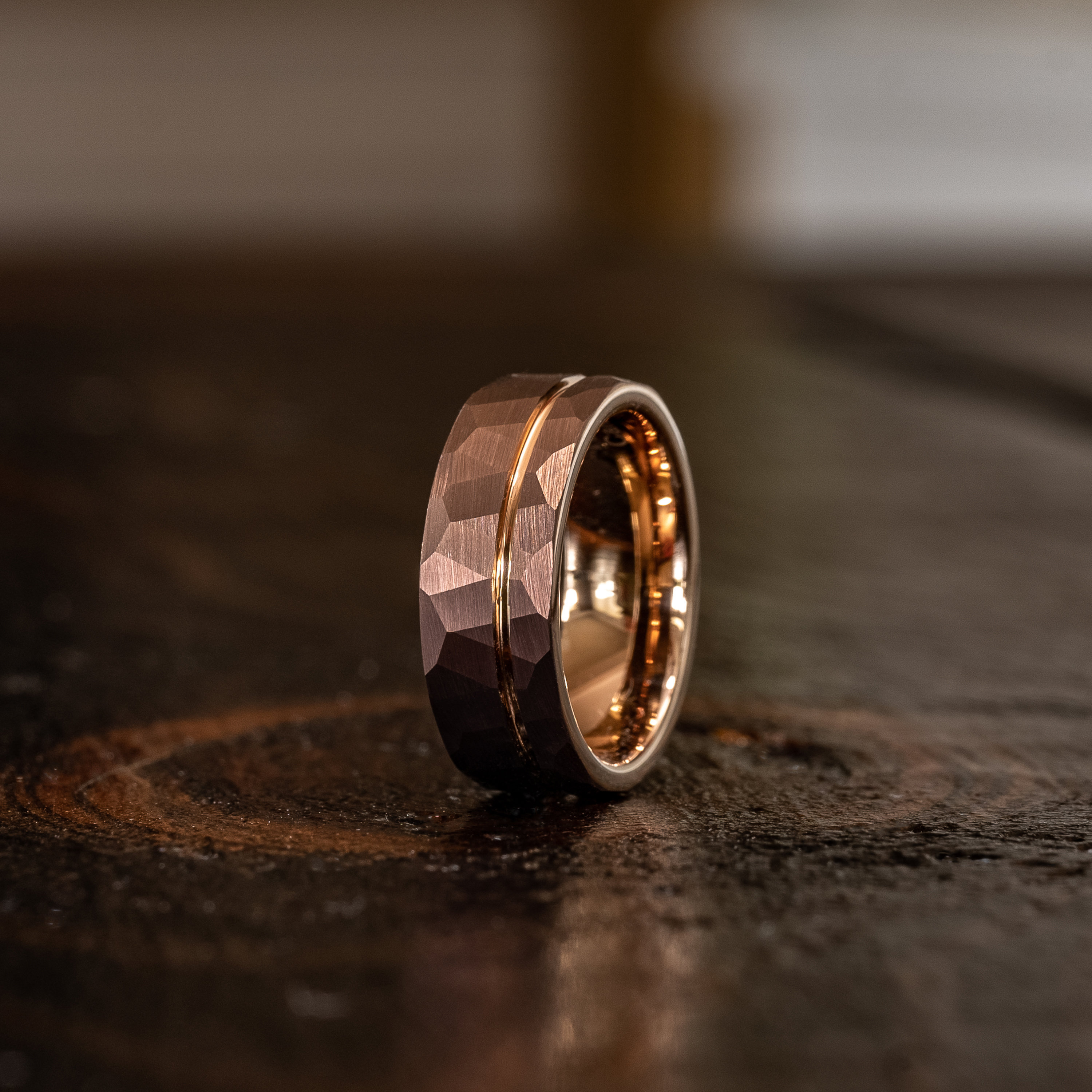 The Arche | 4mm Men's Hammered Titanium Wedding Band | Rustic and Main