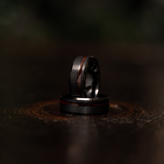 8mm ring,BDAM Whiskey barrel Black Wood Ring Wedding Band Black Wood Wedding Band wooden wedding Ring Wooden Ring for Men Antler
