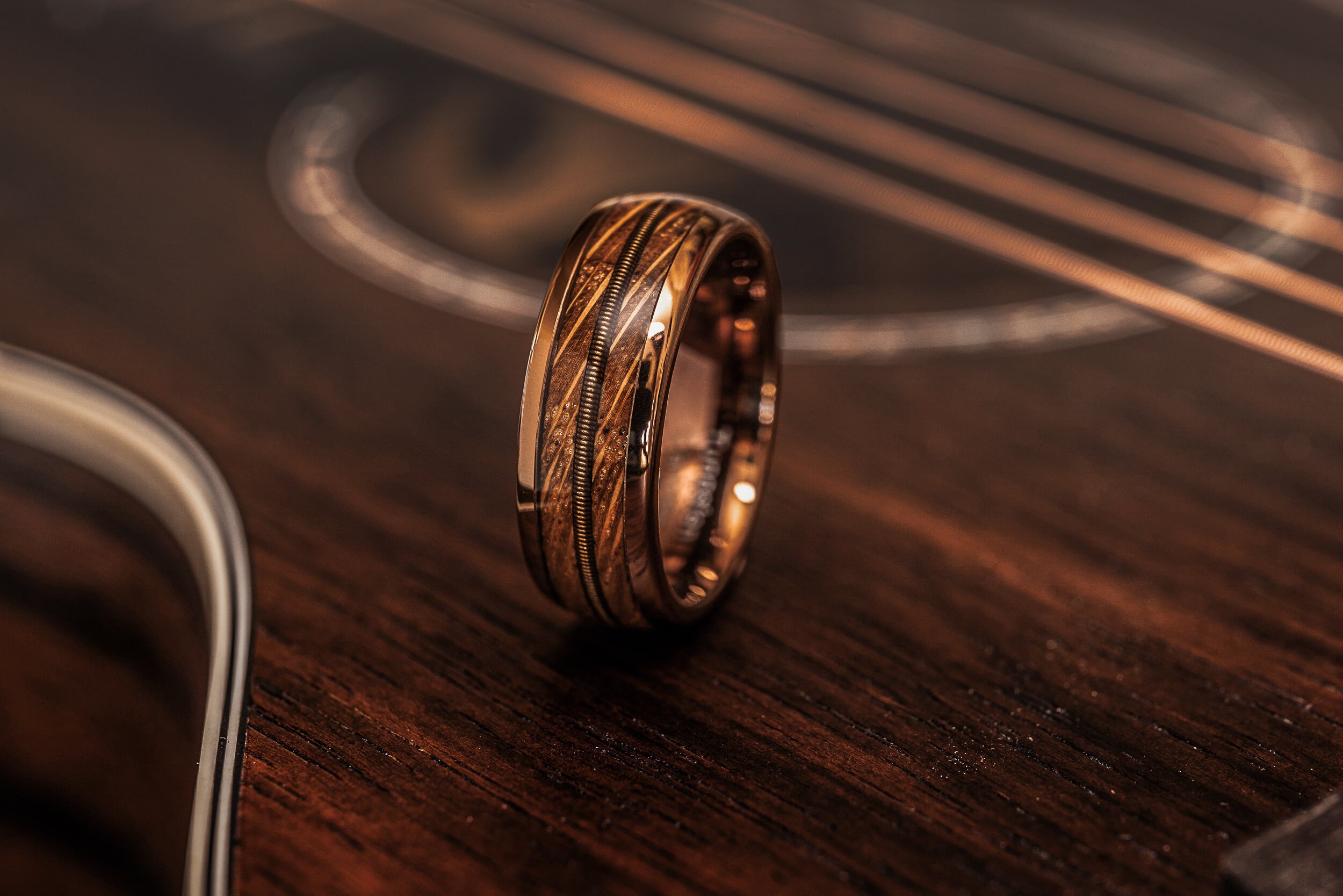 Guitar String Ring With Whiskey Barrel Guitar String Ring Etsy Canada