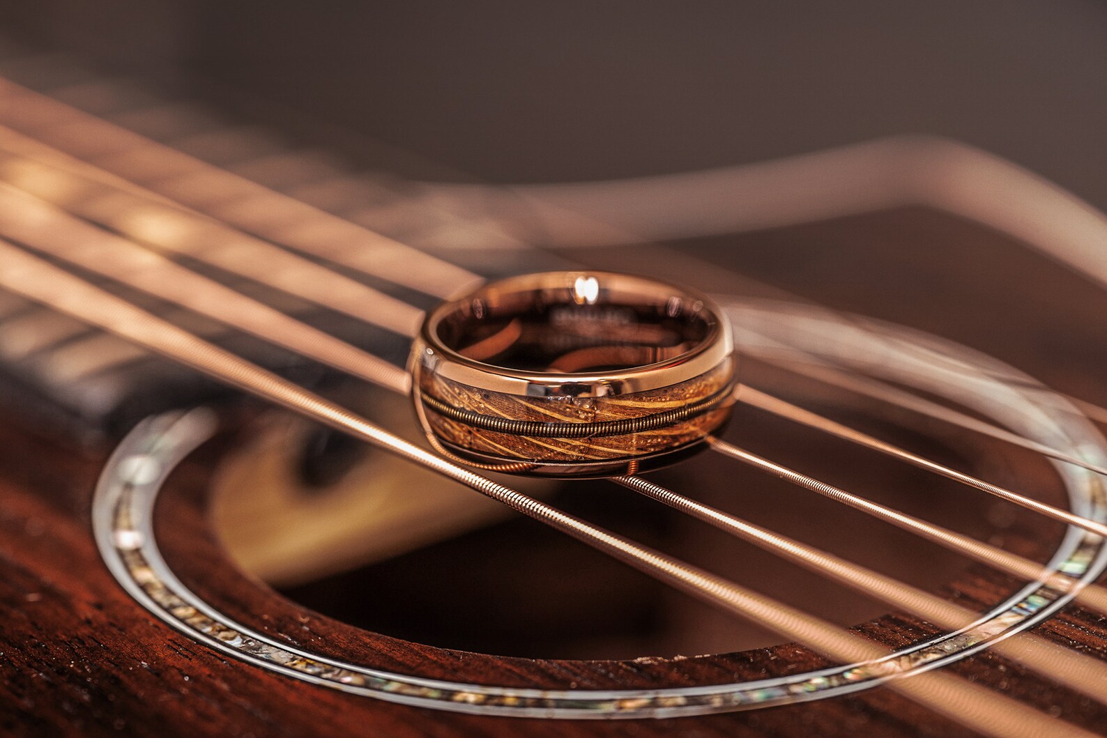 Guitar String Ring With Whiskey Barrel Guitar String Ring Etsy Canada
