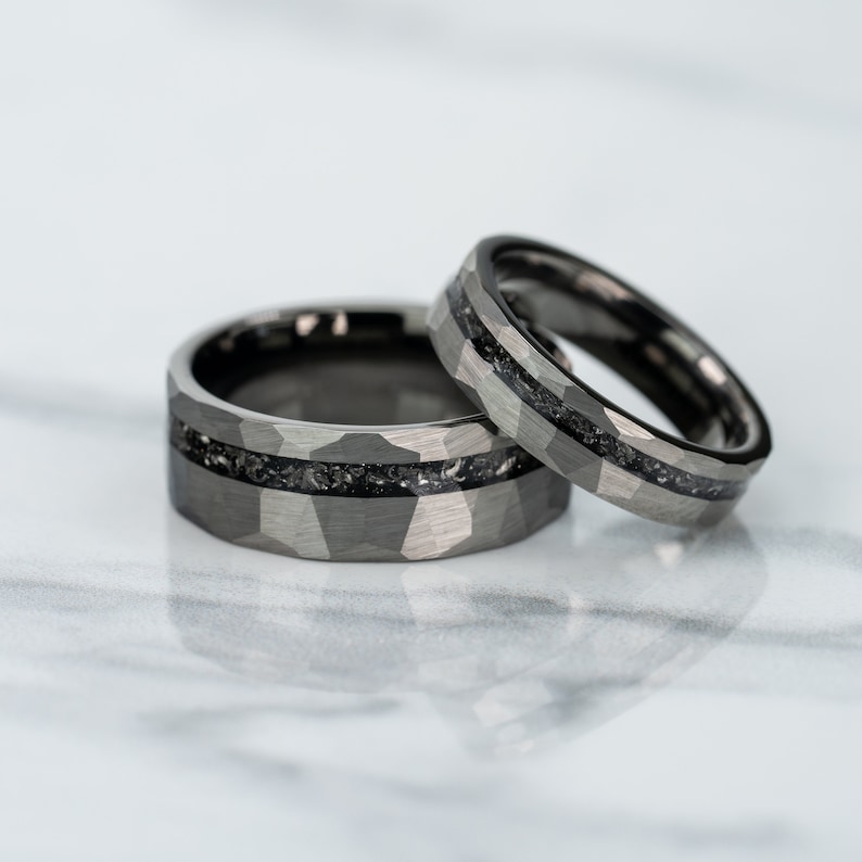 Meteorite Ring Hammered Wedding Ring Hammered Brushed - Etsy
