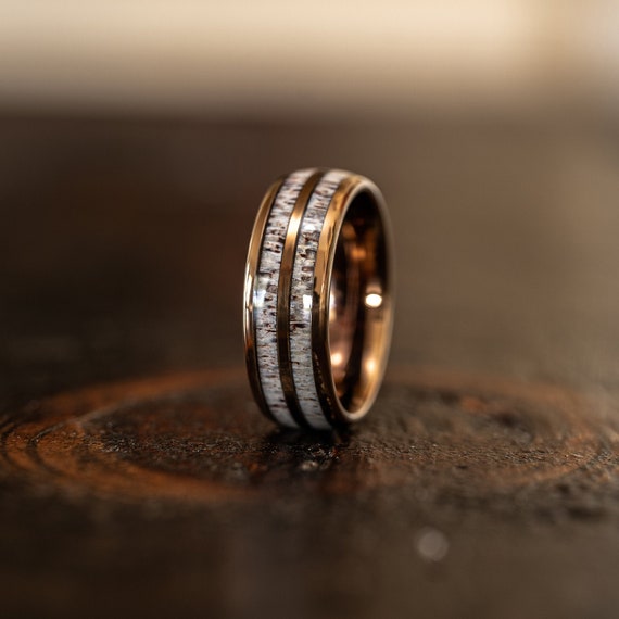 Deer Antler Tungsten Ring Rose Gold Tungsten Wedding Band Gold Antler Ring  Elk Antler Wedding Ring 8mm Antler Ring Comfort Fit -  Canada
