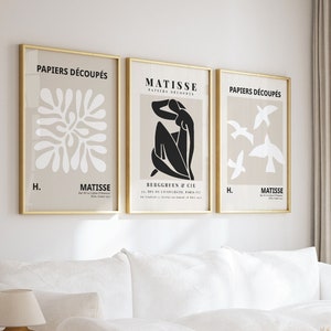 Neutral Matisse Print Set, Minimalist Print, Matisse Wall Art, Exhibition Poster, Gift For Her, Beige Printable Poster, Black Matisse Print