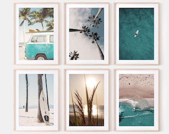 Láminas de playa costera, arte surfero de California (descarga digital)