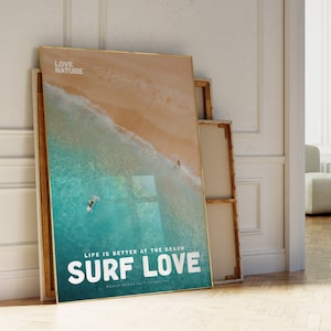 Surf Prints, Surf Love Movie Poster and Magazine Cover Style Print, Coastal Print, Surfer Posters, Surfer Gift Beach Print Beach Photography