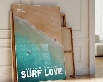 Surf Prints, Surf Love Movie Poster and Magazine Cover Style Print, Coastal Print, Surfer Posters, Surfer Gift Beach Print Beach Photography