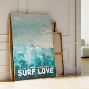 Surf Prints, Surf Love Movie Poster and Magazine Cover Style Print, Surf Wall Art, Surfer Posters, Surfer Gift, Retro Surf up Photo, Ocean