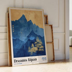 Arte murale Japandi, Arte murale Wabi Sabi blu navy, Poster giapponese, Arte murale giapponese, Stampe giapponesi, Paesaggio giapponese, Arte murale Zen