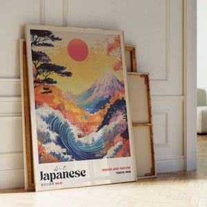 Japanische Wandkunst, Japanisches Grasland, Japanisches Poster, Japanische Drucke, Japanischer Ozean, Große Welle Japanische Landschaft
