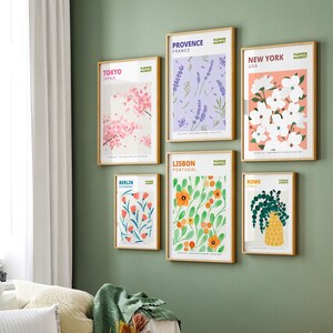 Flower Market Set of 6, Flower Market Poster, Gallery Wall Set, Flower Market Print, Botanical Wall Art, Digital Prints Flower Poster Set