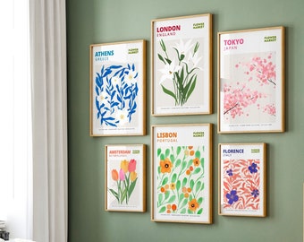Flower Market Print Set: Botanical Gallery Wall Art (Digital Download)