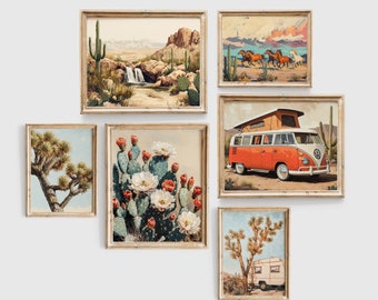 Boho Desert Wall Art Prints, Cactus, Joshua Tree (Digital Download)