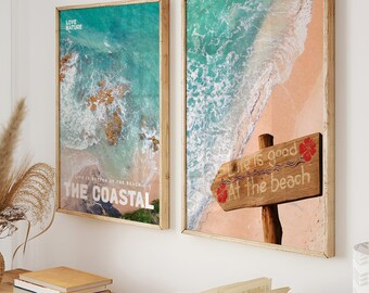 Coastal Beach Photography Print Set, Surf Art (Digital Download)
