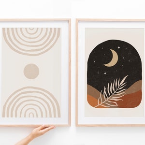 Modern Wall Art Print Set of 2, Printable Wall Art Set, Abstract Beige White Print, Minimal Wall Art, Boho Decor, Living Romm Wall Art Set