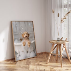 Funny Goldendoodle Bath Poster, Quirky Bathroom Pet Portrait (Digital Download) image 5
