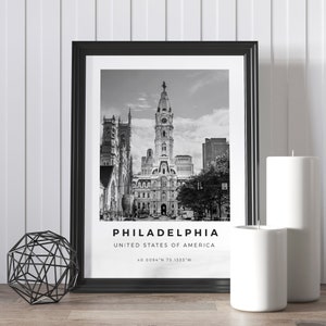 Philadelphia Print Black and White Philadelphia Poster, USA Print, Philadelphia Wall Art, Philadelphia Landscape, Philadelphia Photo Prints