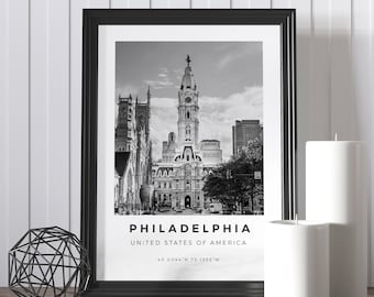Philadelphia Print Black and White Philadelphia Poster, USA Print, Philadelphia Wall Art, Philadelphia Landscape, Philadelphia Photo Prints